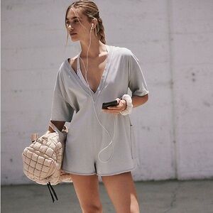 free people hot shot romper “beach fog”